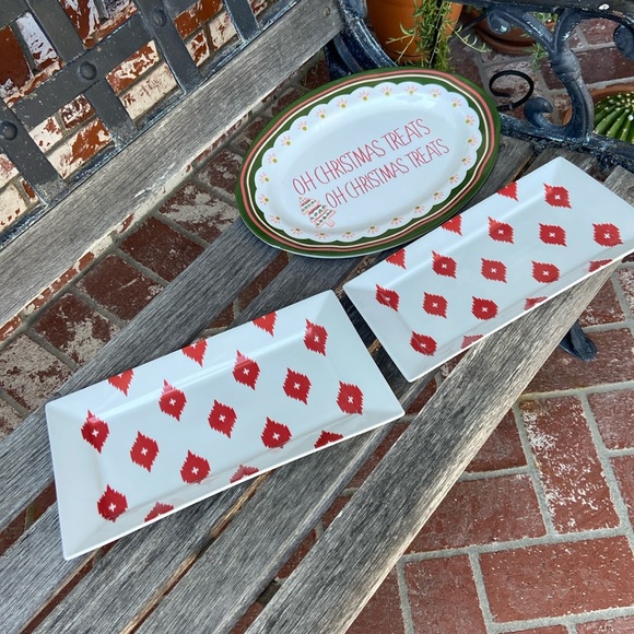 Nate Berkus red ikat platters (2) - Picture 2 of 5